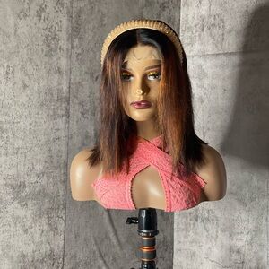 Stylish Brown and Black Wig with Gold Headband